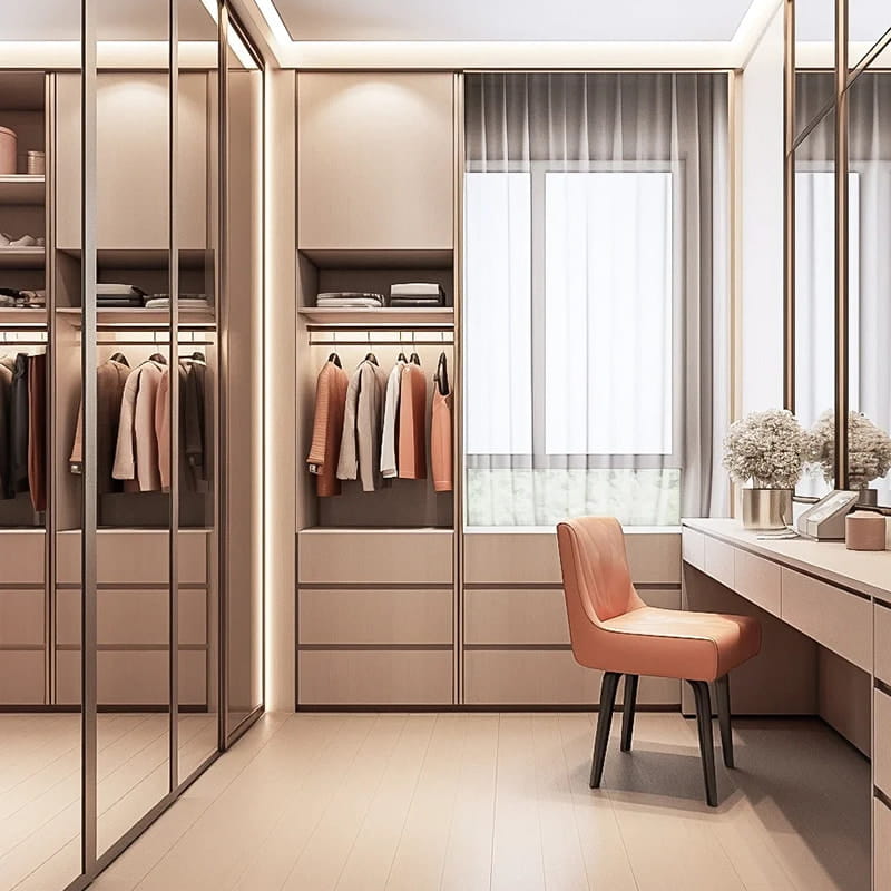 Versailles minimalistische touch-matte verlichte inloopkast